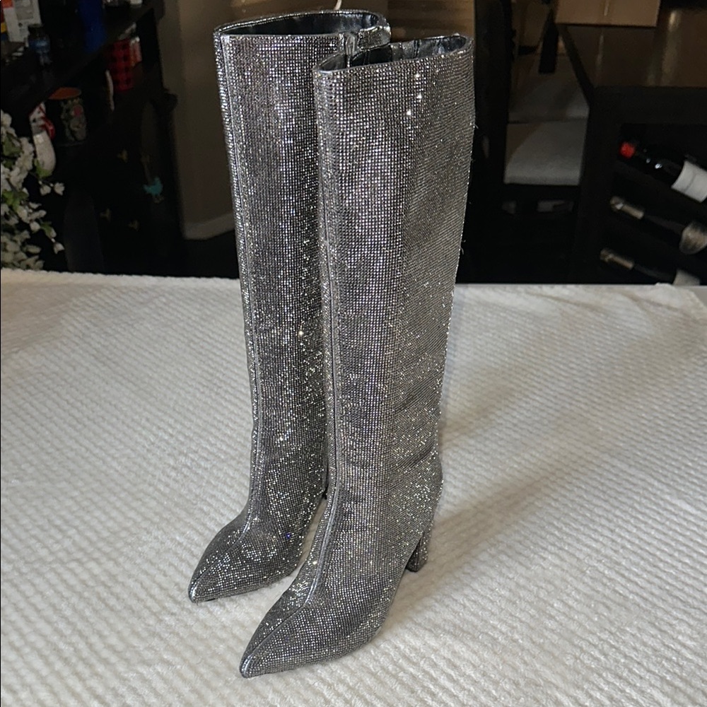NWOB I.N.C Paiton Block Rhinestone Heel Boots